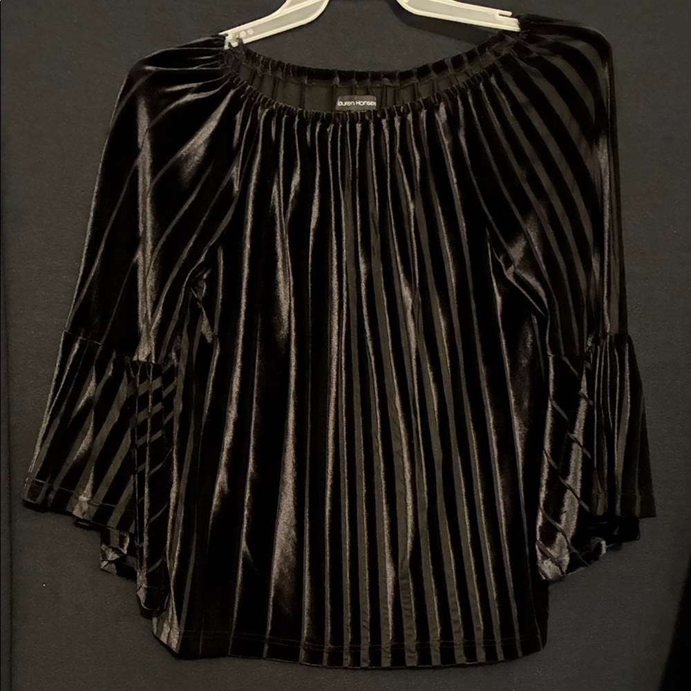 Lauren Hansen Black Velvet Striped Blouse